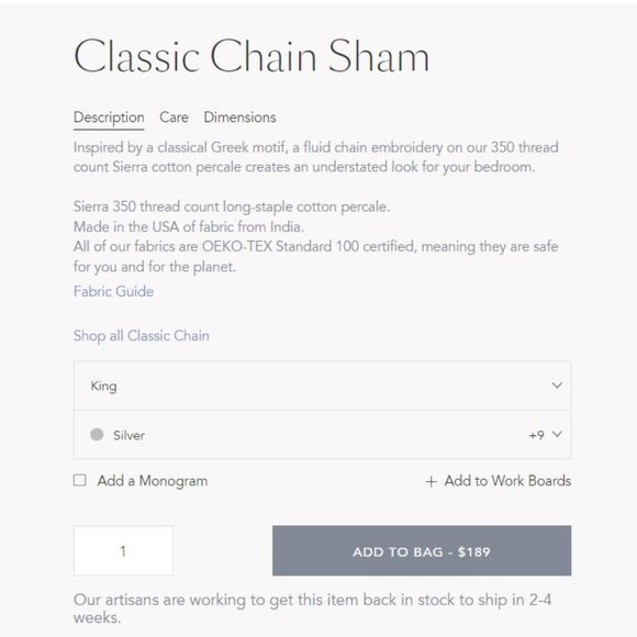 Classic Chain Sham, King - Picture 2 of 3